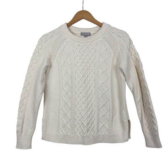 J.Crew Sweaters - J.Crew Women's‎ Cable Knit Cotton Crewneck Sweater, Ivory Cream, XS Extra Small